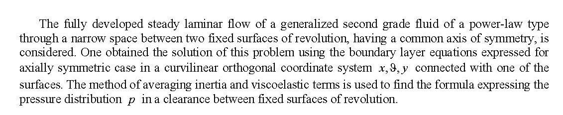INFLUENCE OF INERTIA AND VISCOELASTICITY ON THE FLOW OF A GENERALIZED SECOND GRADE FLUID OF A POWER-LAW TYPE BETWEEN TWO FIXED SURFACES OF REVOLUTION